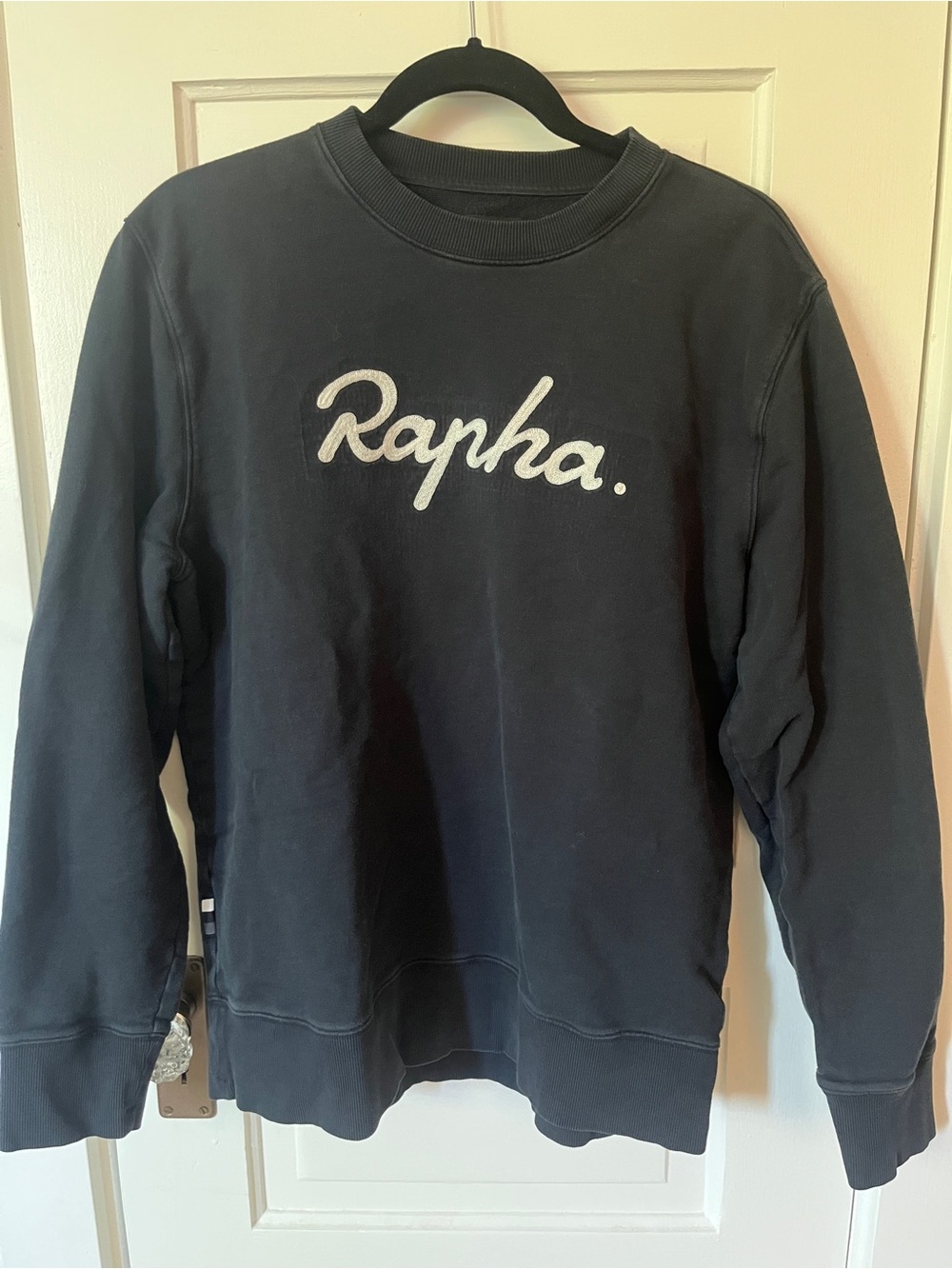 Rapha Black Crewneck Sweatshirt with White Script Logo